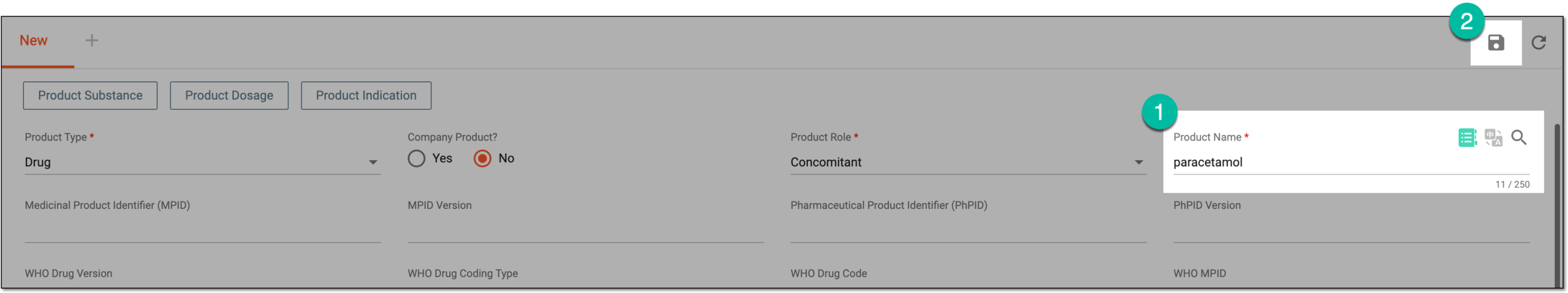 Saving verbatim term for product name