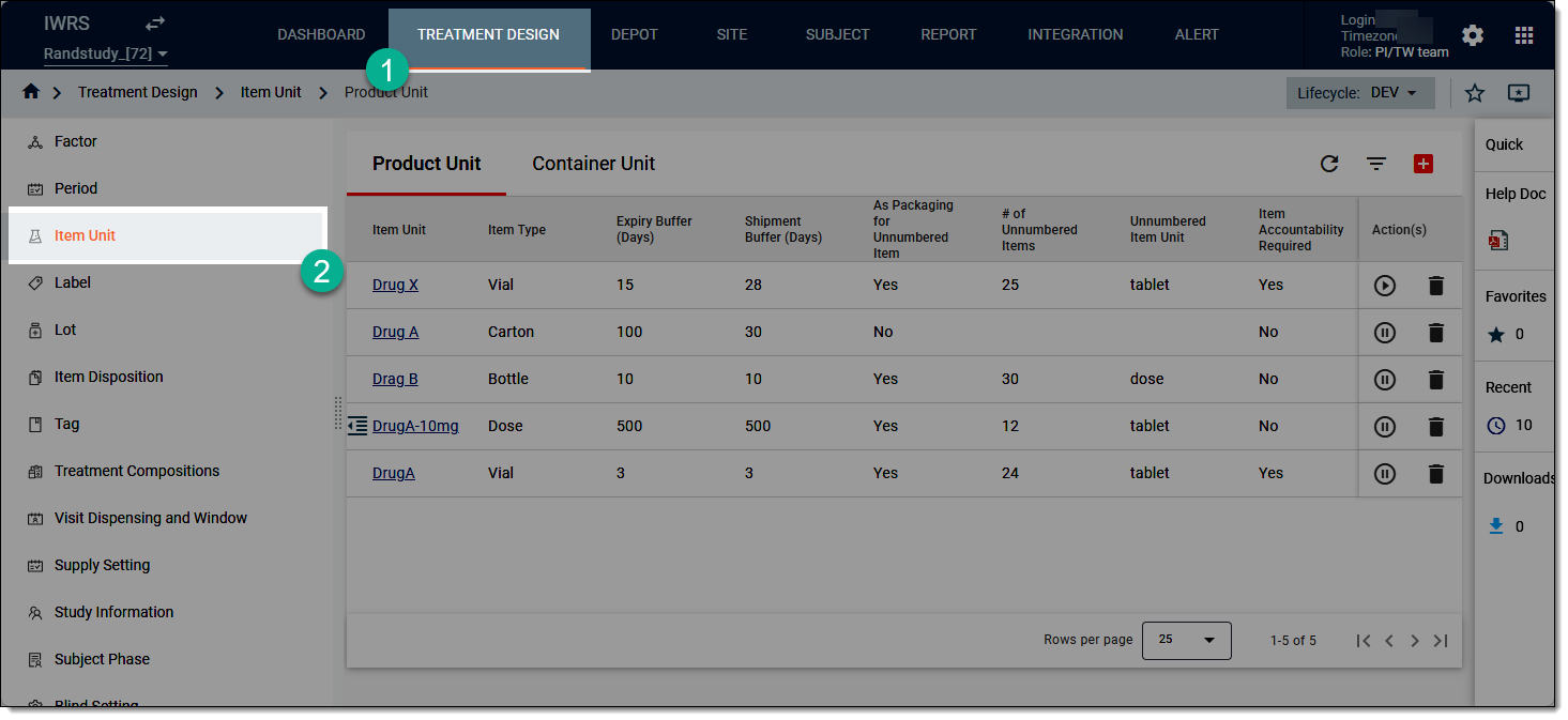 Accessing product unit list
