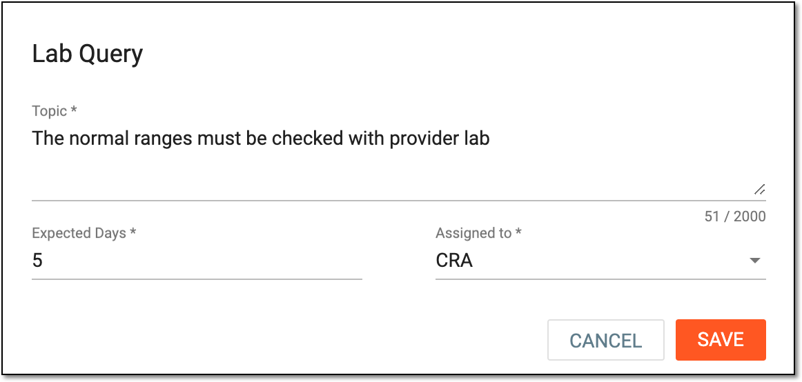 Editing lab query details