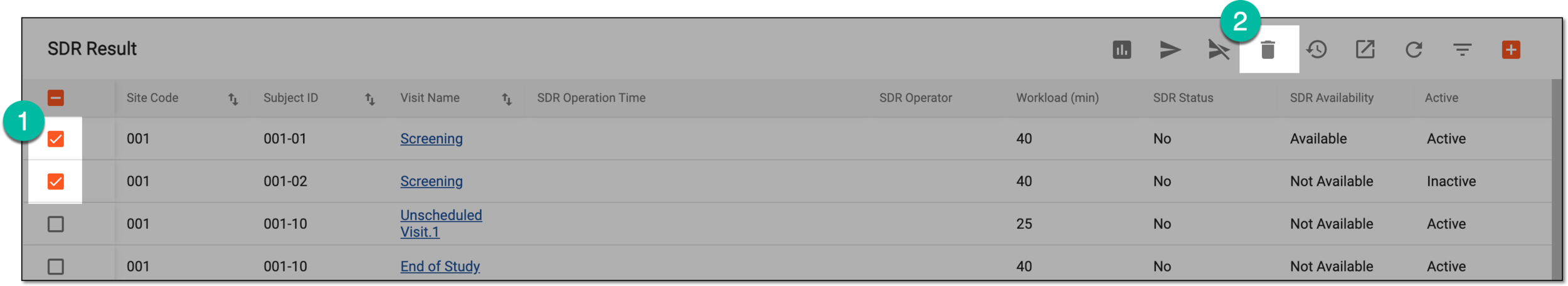 Selecting Delete option