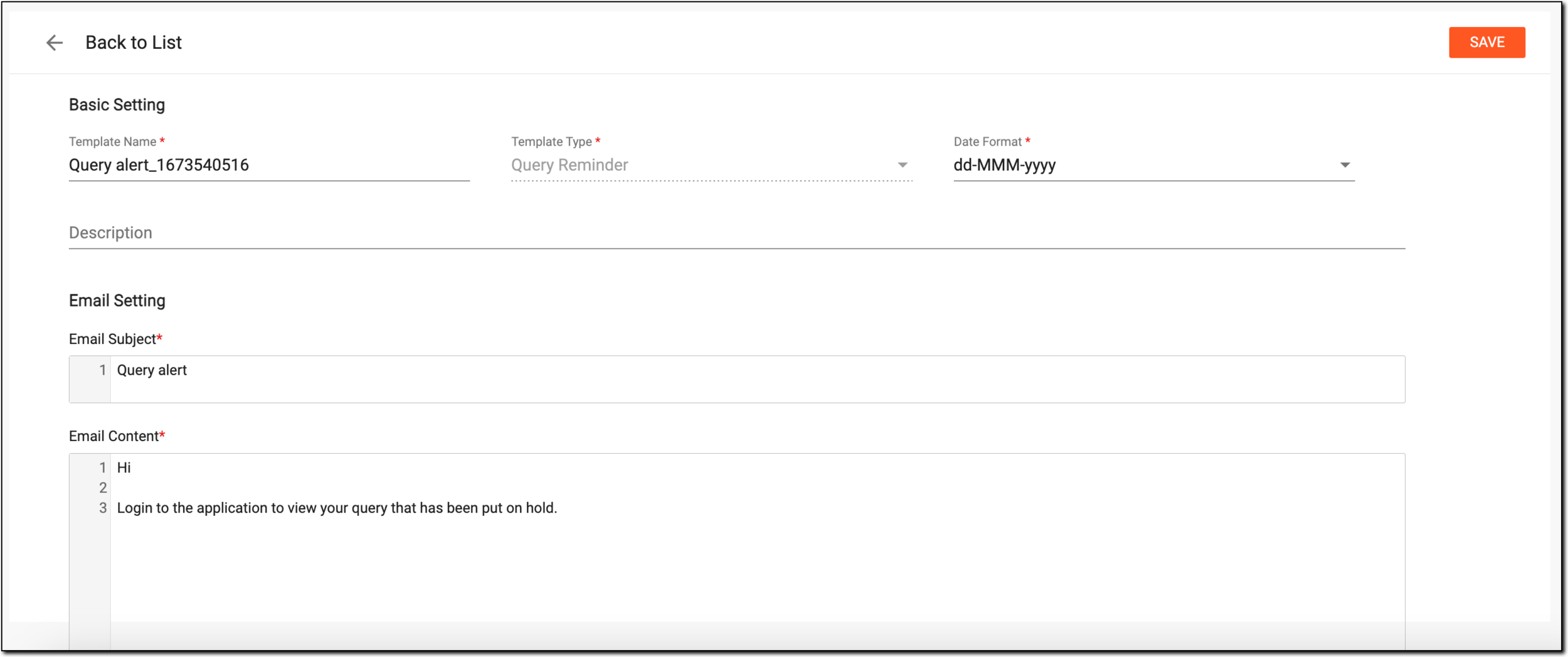 Editing email template