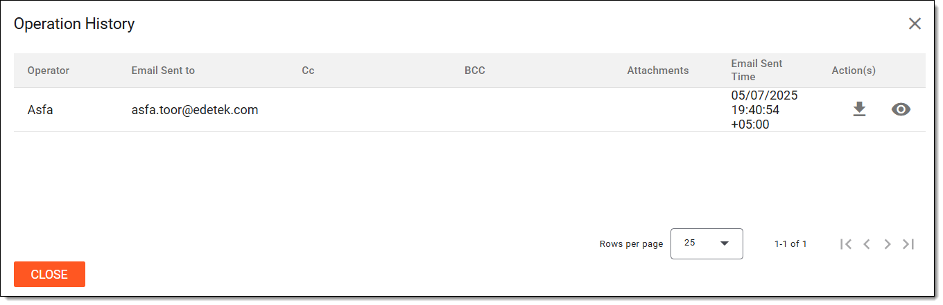 Viewing confirmation letter history