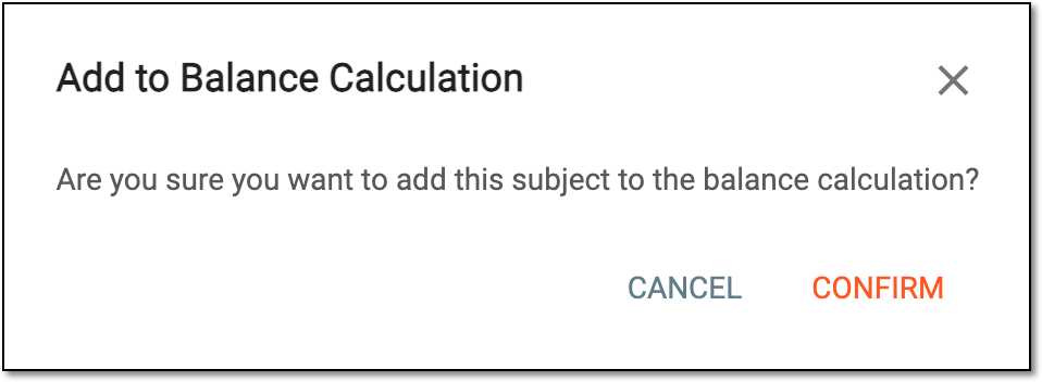 Confirming subject inclusion in balance calculation