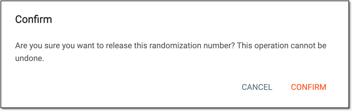 Confirming randomization number release
