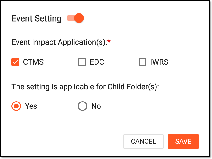 Configuring event setting