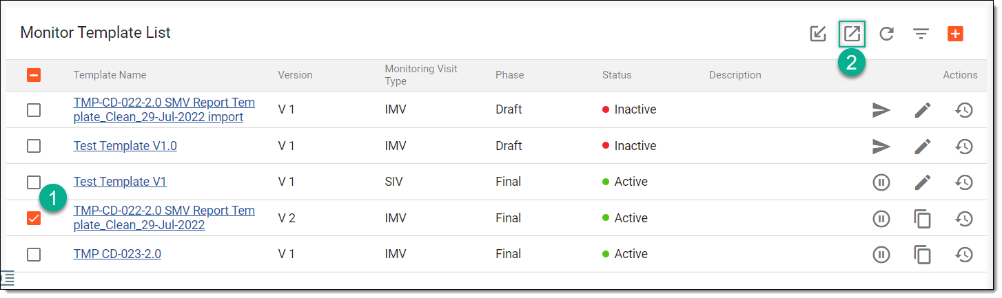 Exporting monitor template