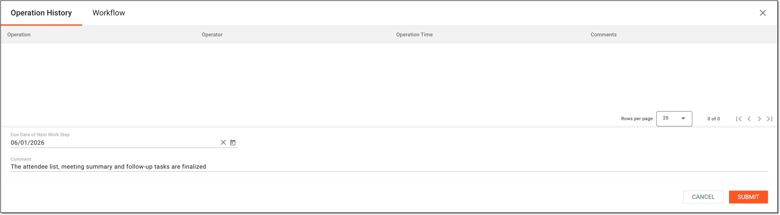 Providing contact report submission details