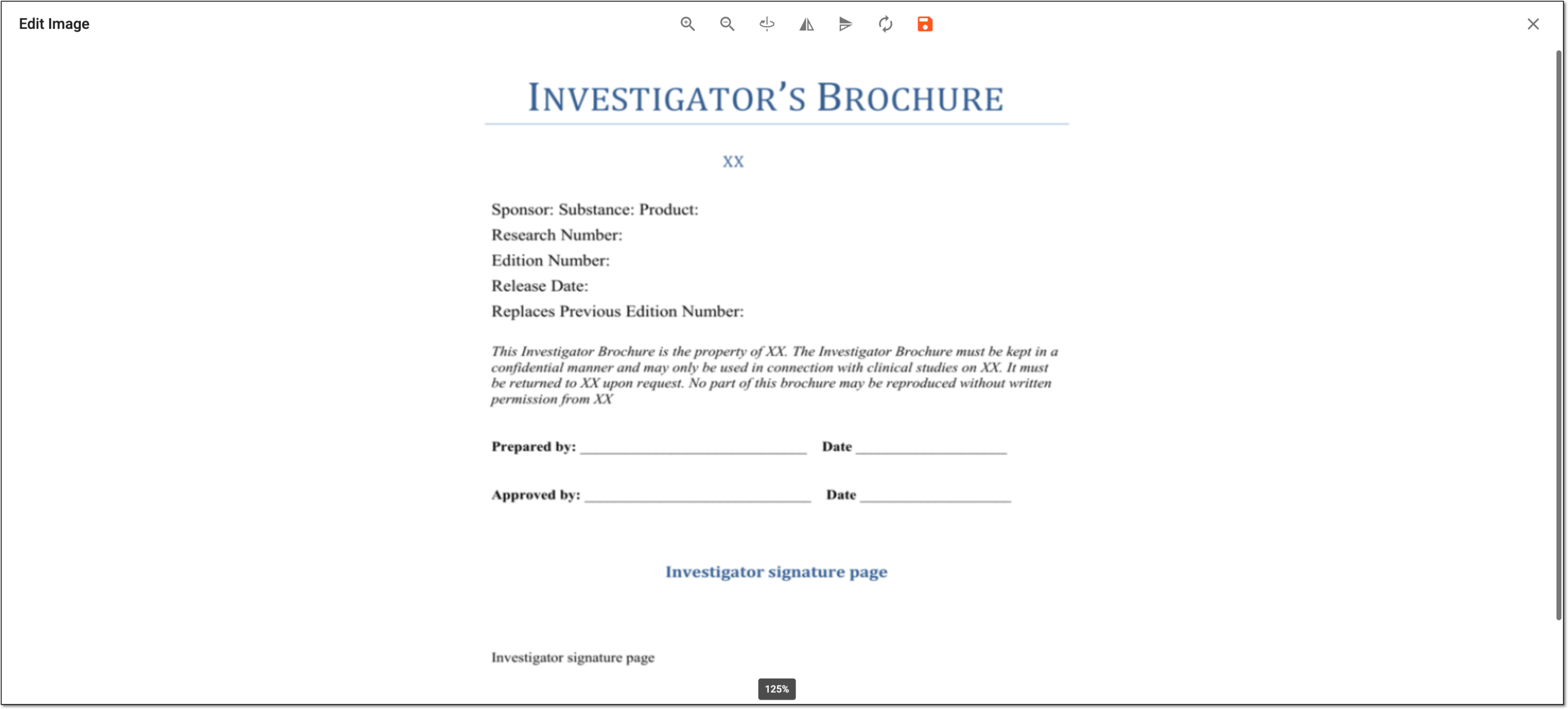 Editing image in document warehouse
