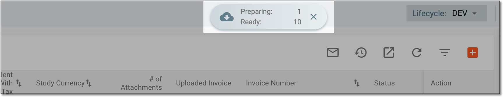Downloads widget for payment request list