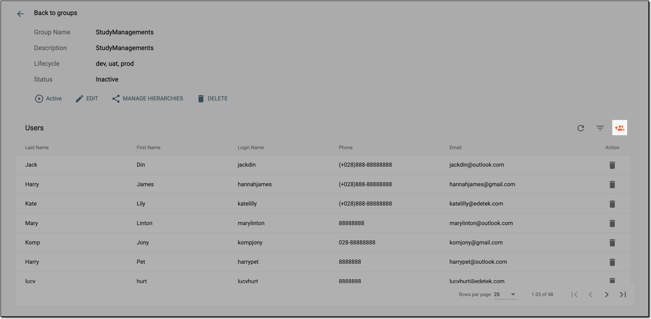 Selecting option to import users