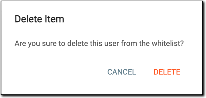 Confirming user deletion from 2FA white list