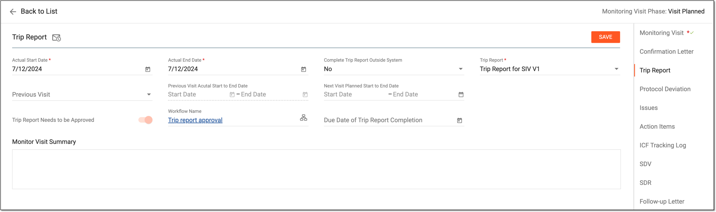 Configuring trip report settings
