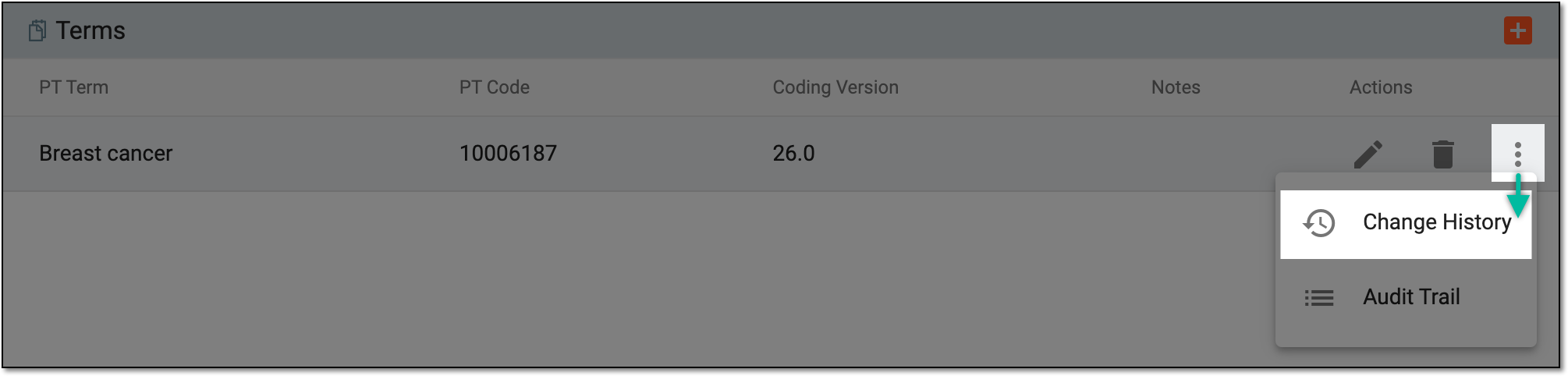 Accessing term change history