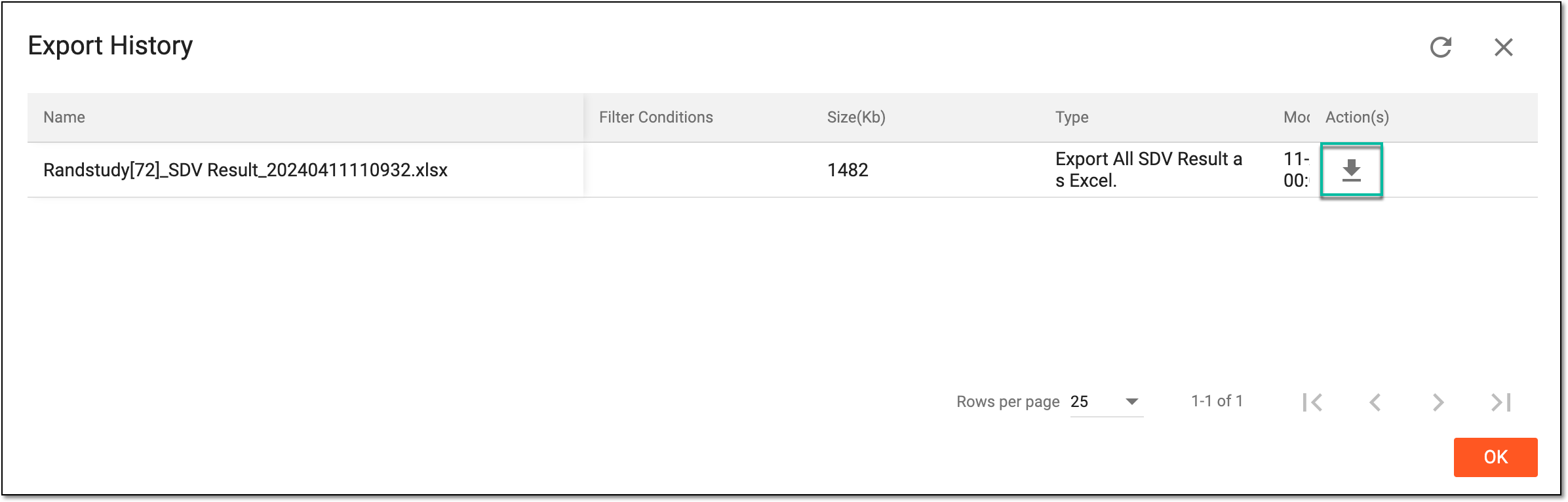 Downloading exported SDV result file