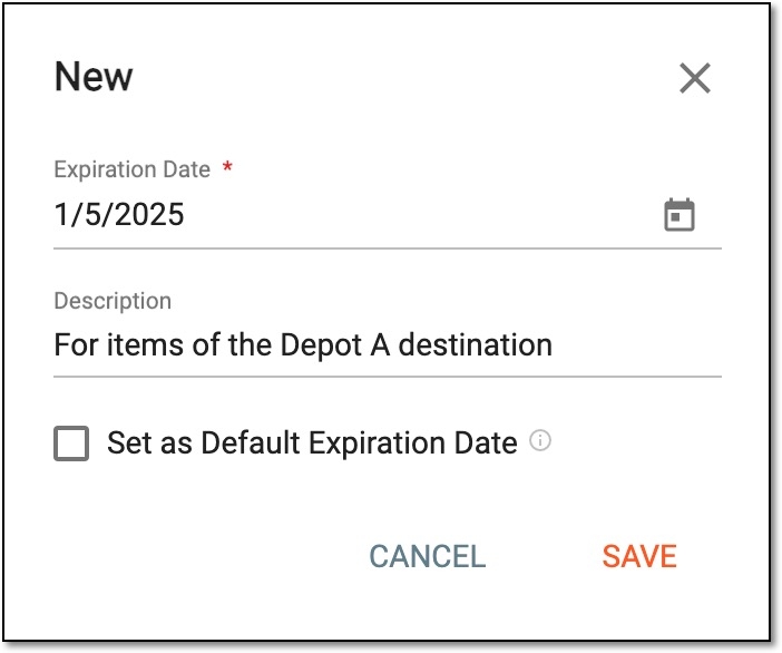 Configuring expiration date details
