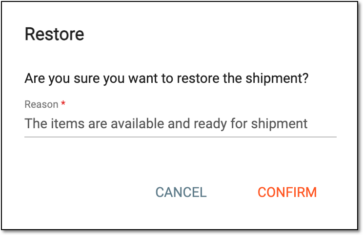 Providing restoration reason