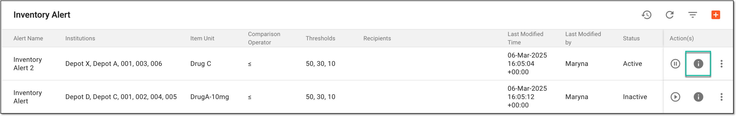 Selecting option to preview inventory alert email
