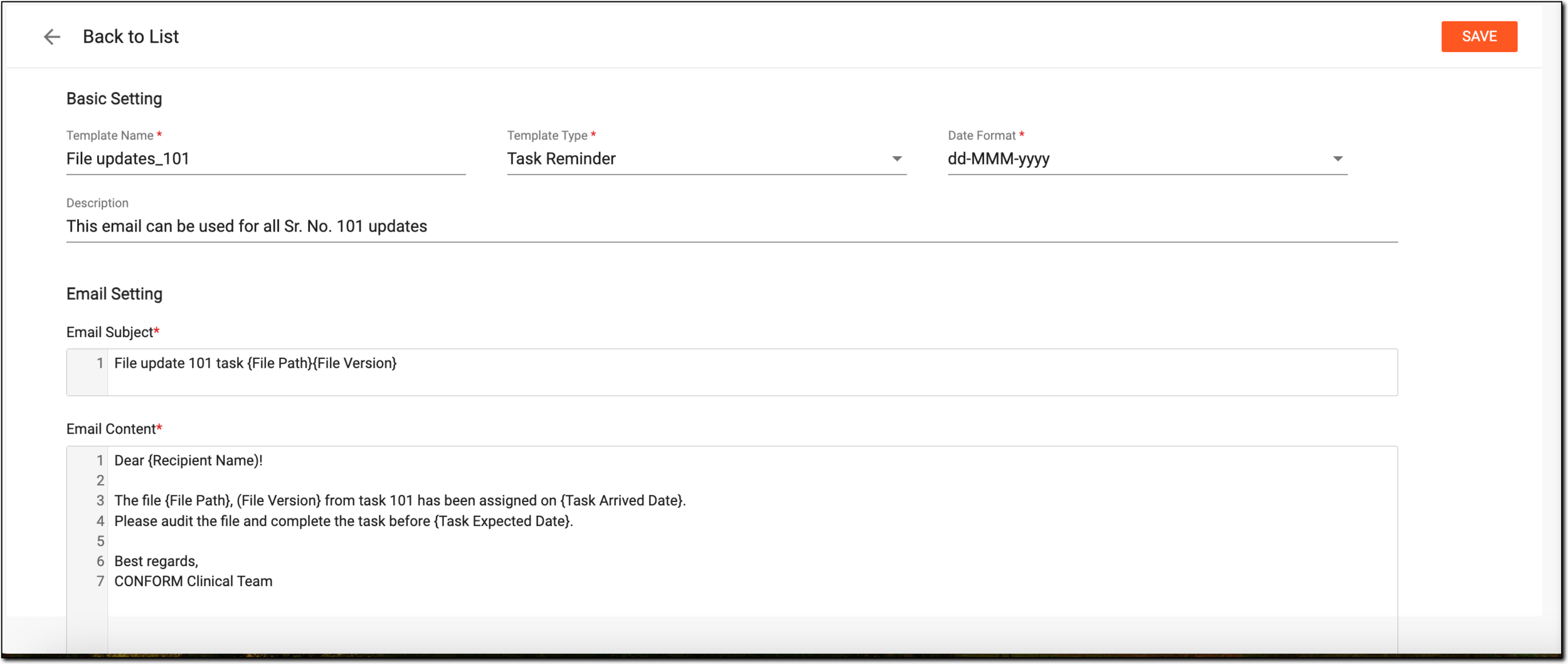 Creating email template