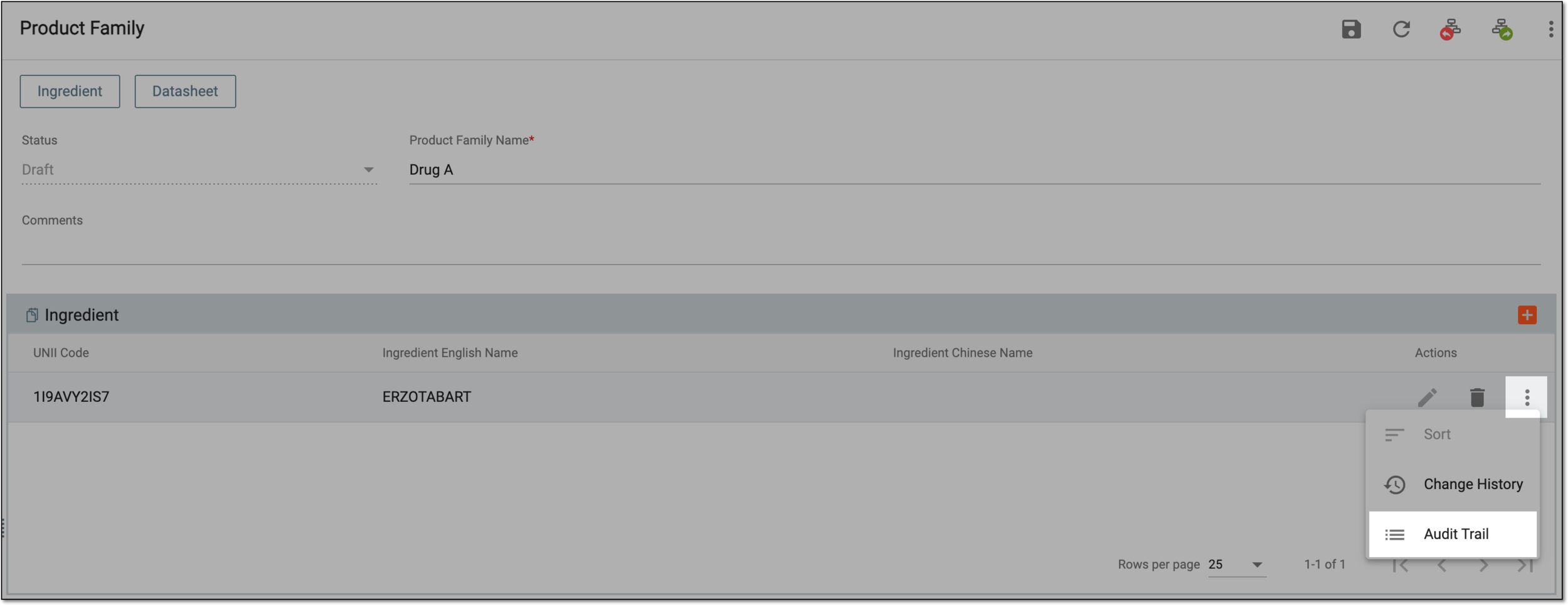 Accessing ingredient audit trail