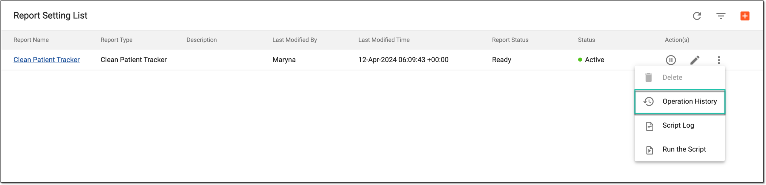 Accessing operation history