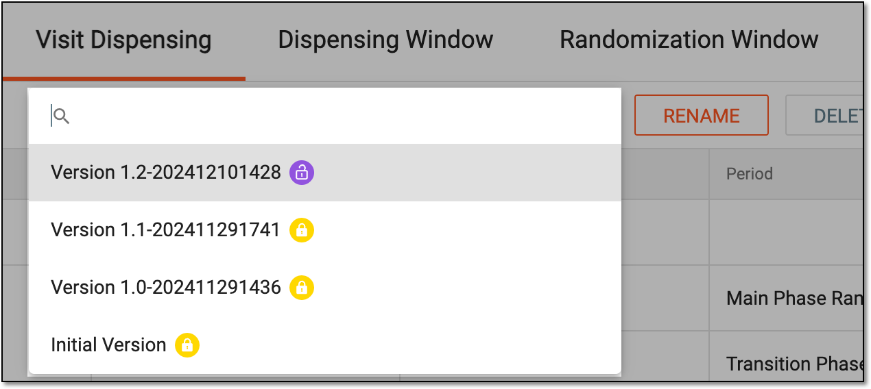 Selecting dispensing visit setting version
