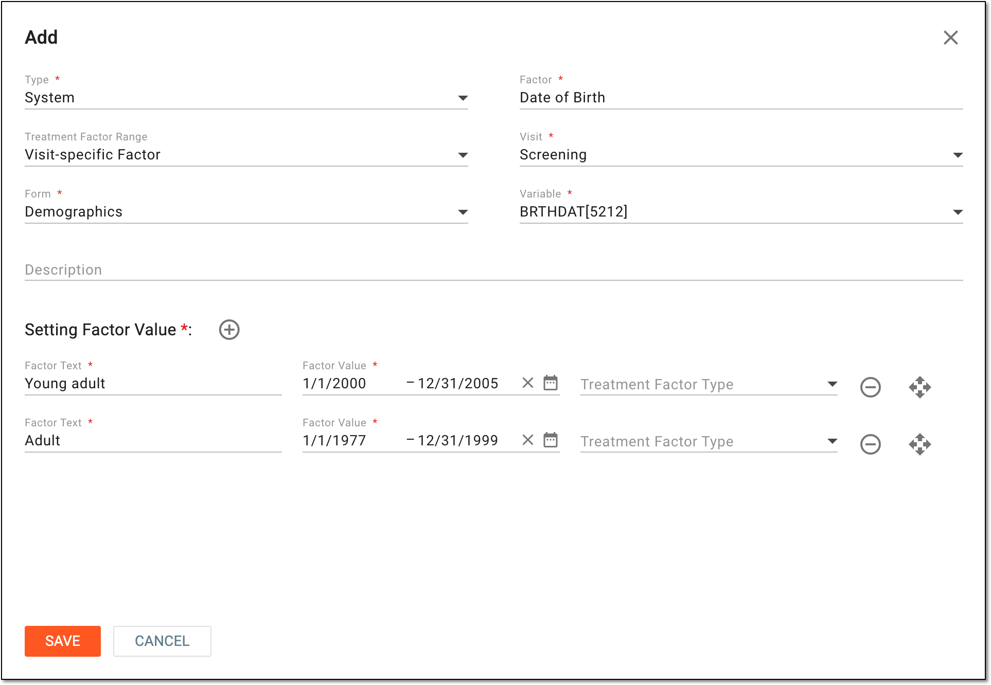Configuring new system factor