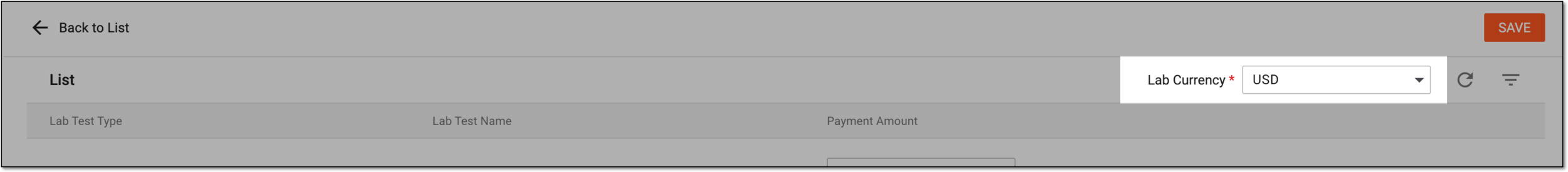 Defining currency for lab pricing