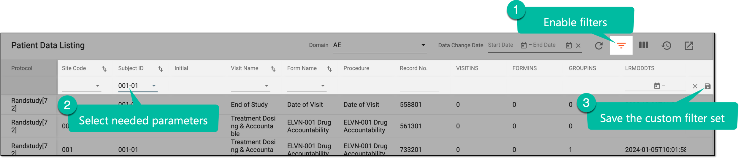 Filtering report data and saving custom filters