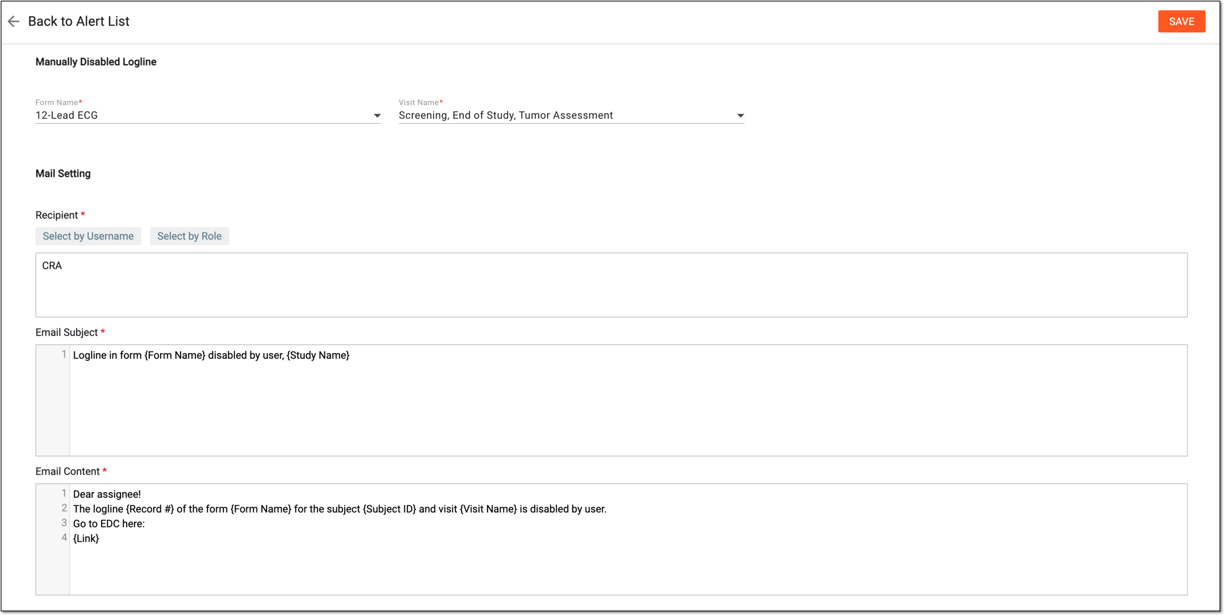 Configuring alert for manually disabled logline
