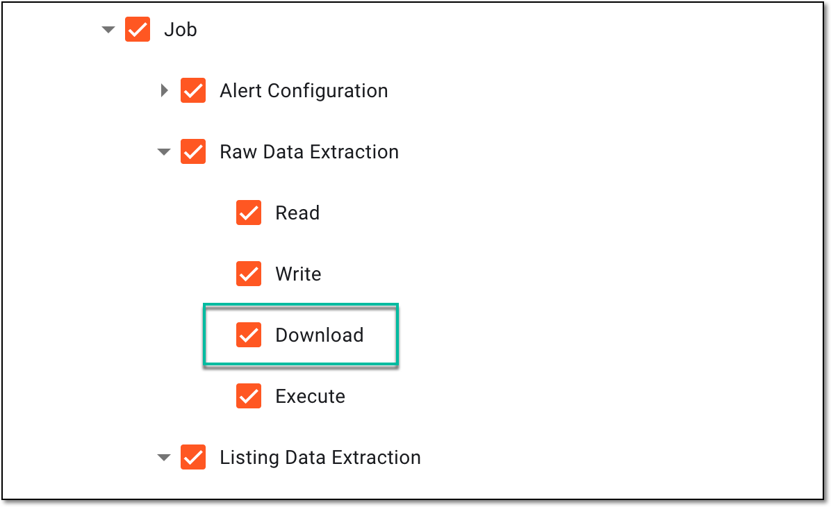 Example of permission to download extracted data file