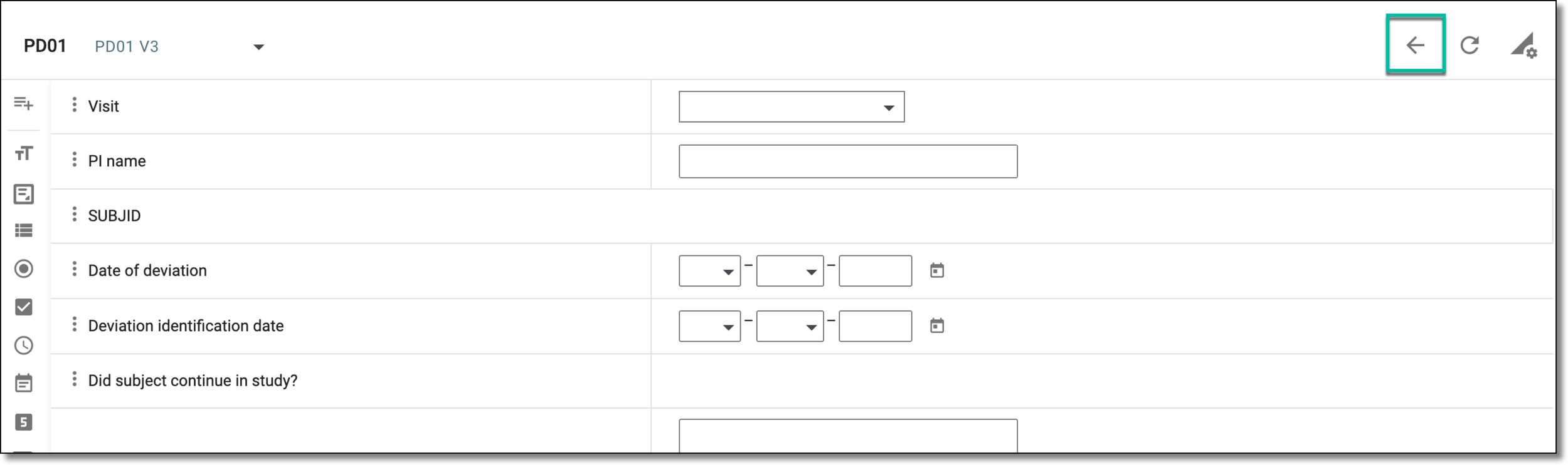Reviewing and returning to protocol deviation templates