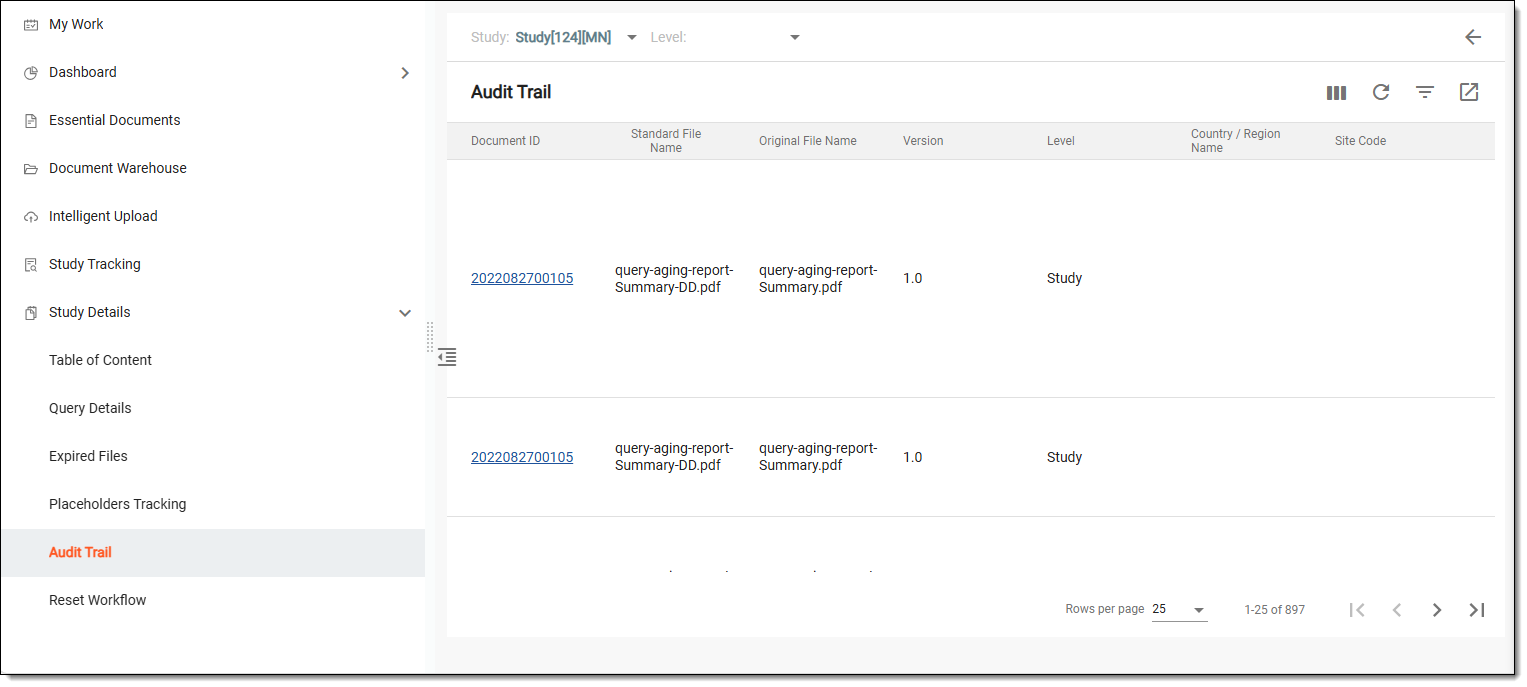 Audit trail page