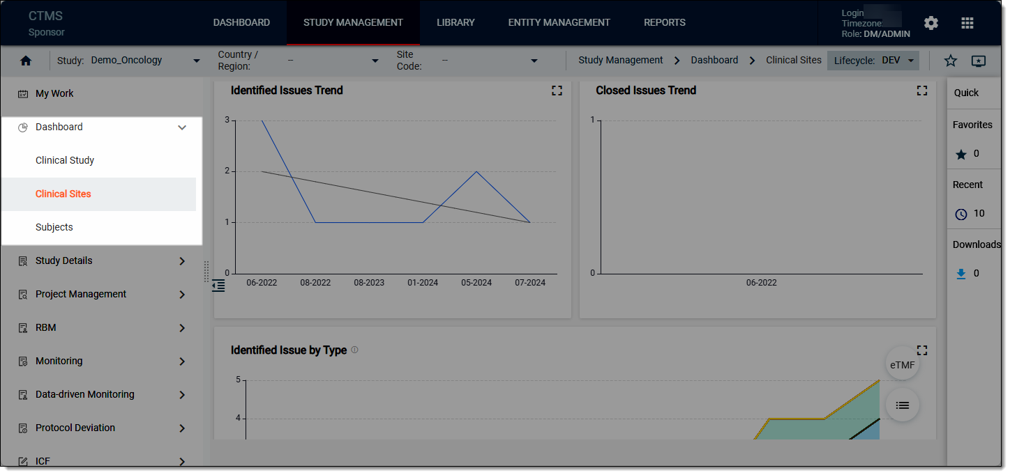 Accessing clinical study dashboards