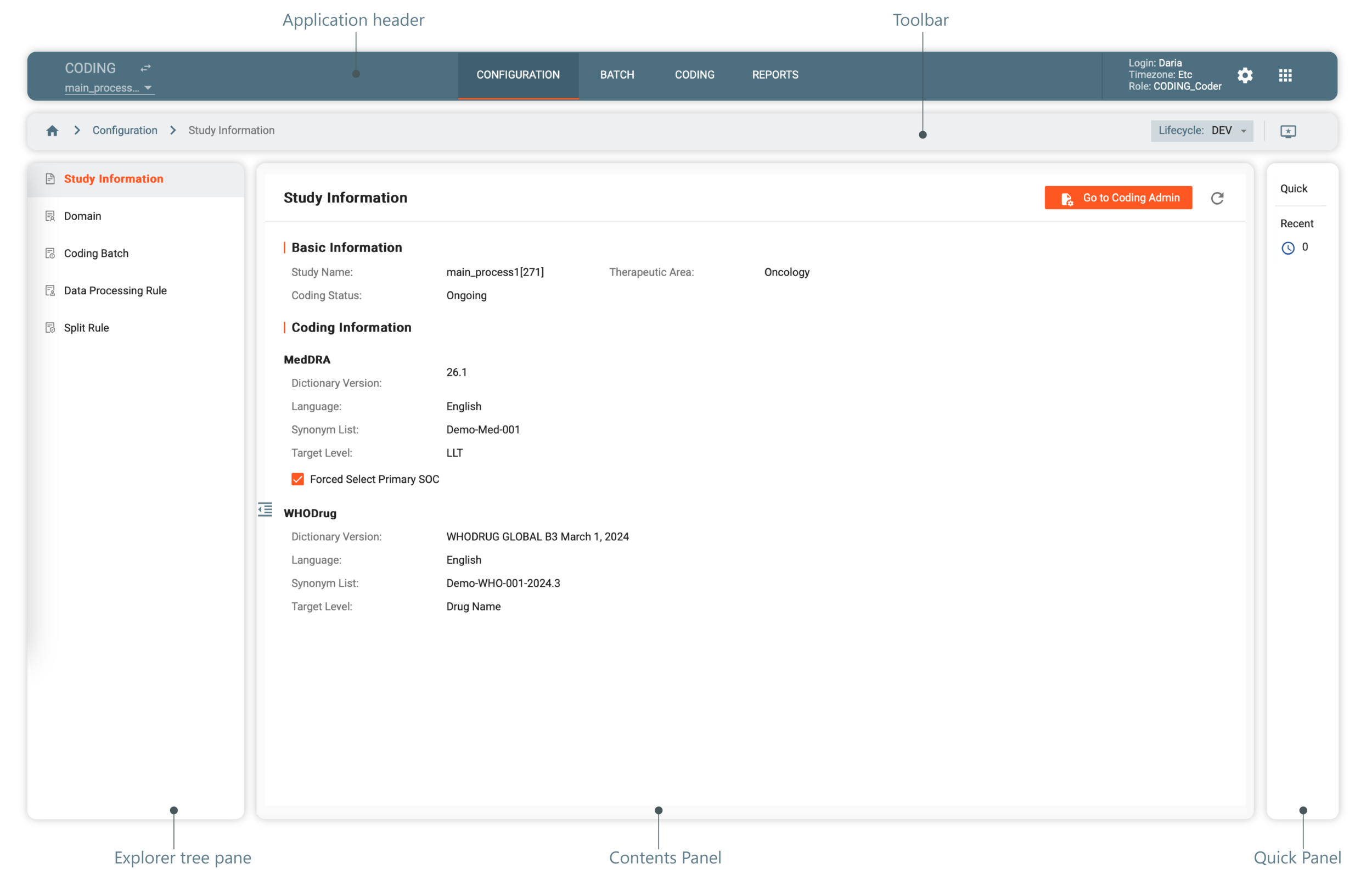 User Interface of Medical Coding Module