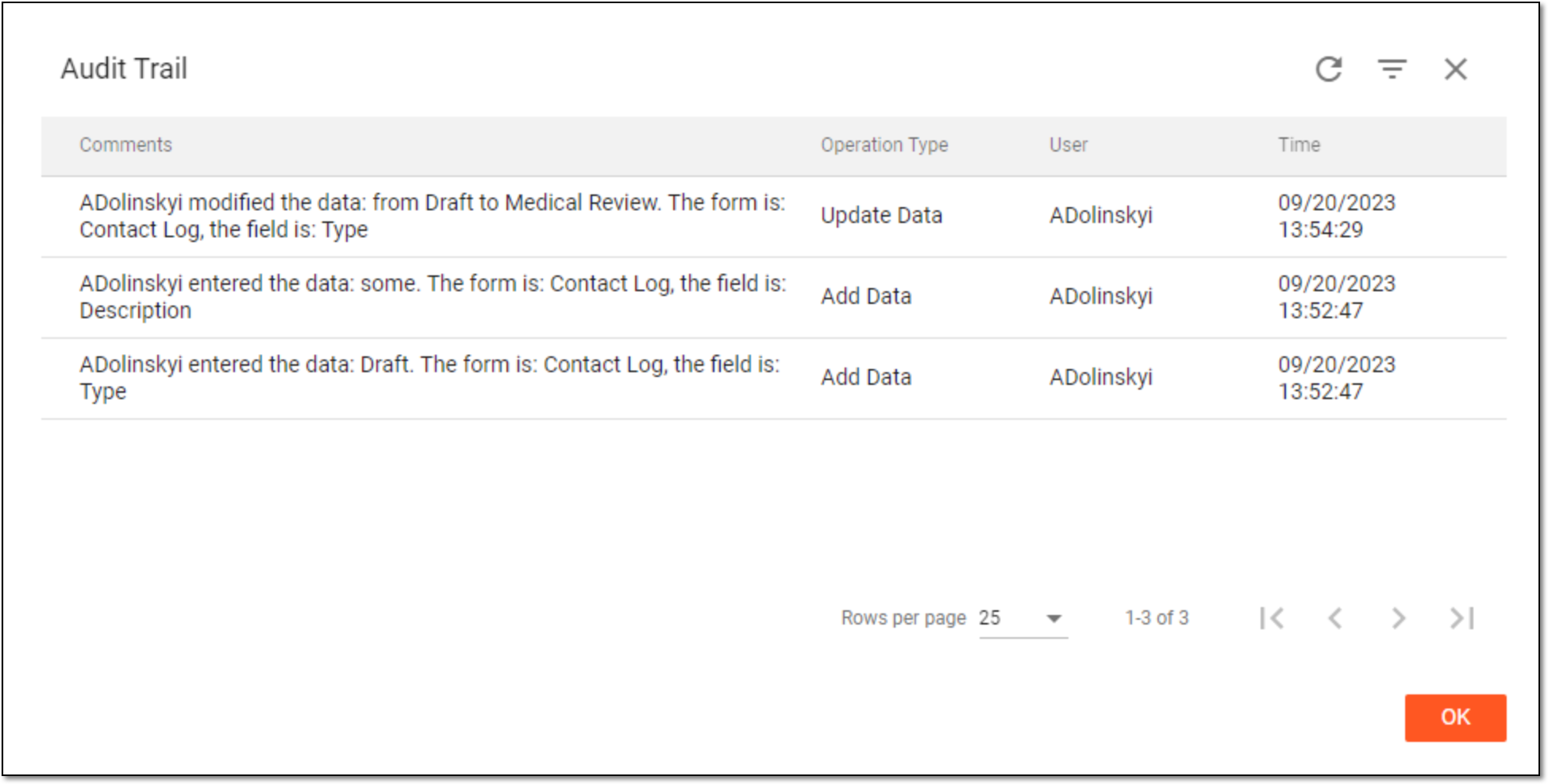 Viewing audit trail