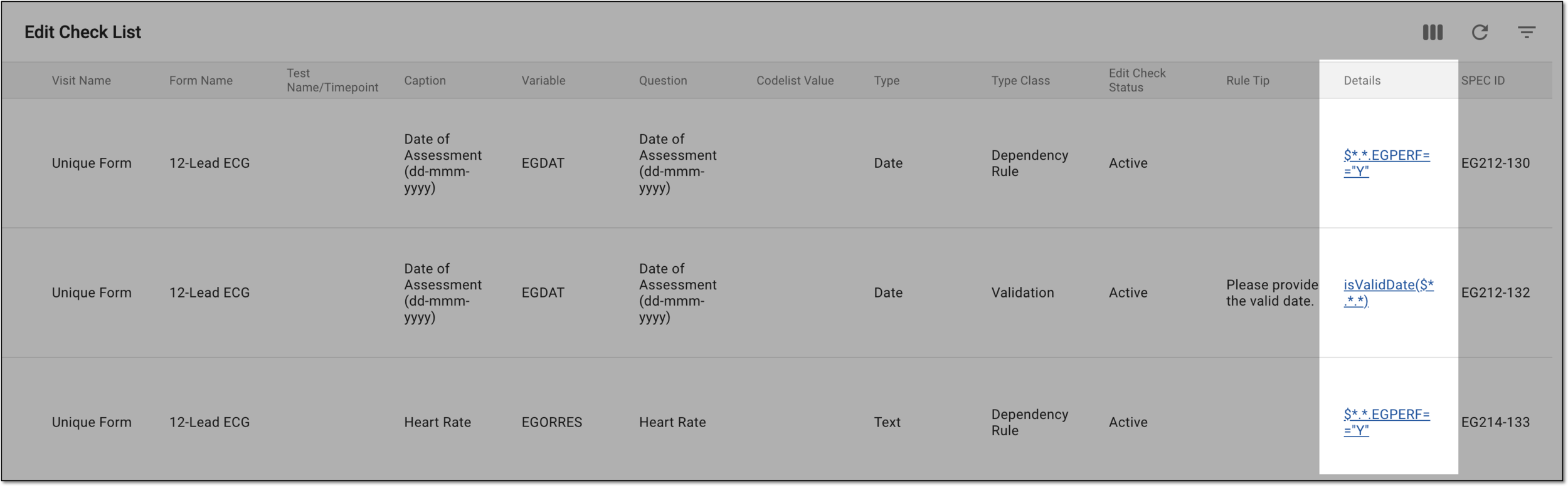 Accessing edit check details