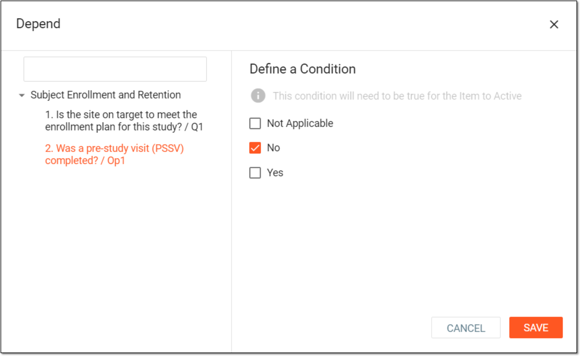Selecting depending question