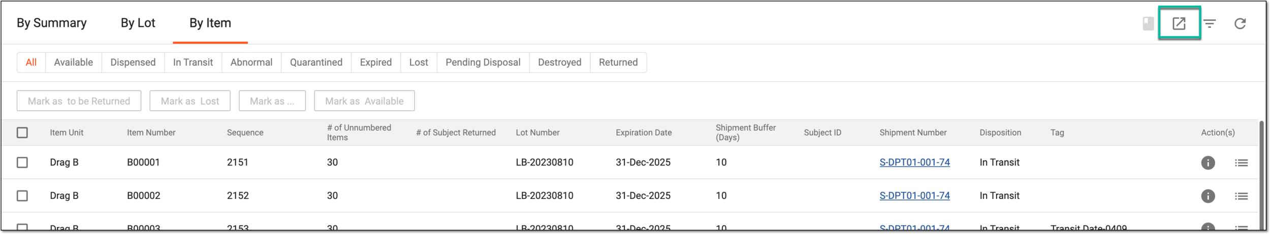 Exporting inventory by summary data to XLSX