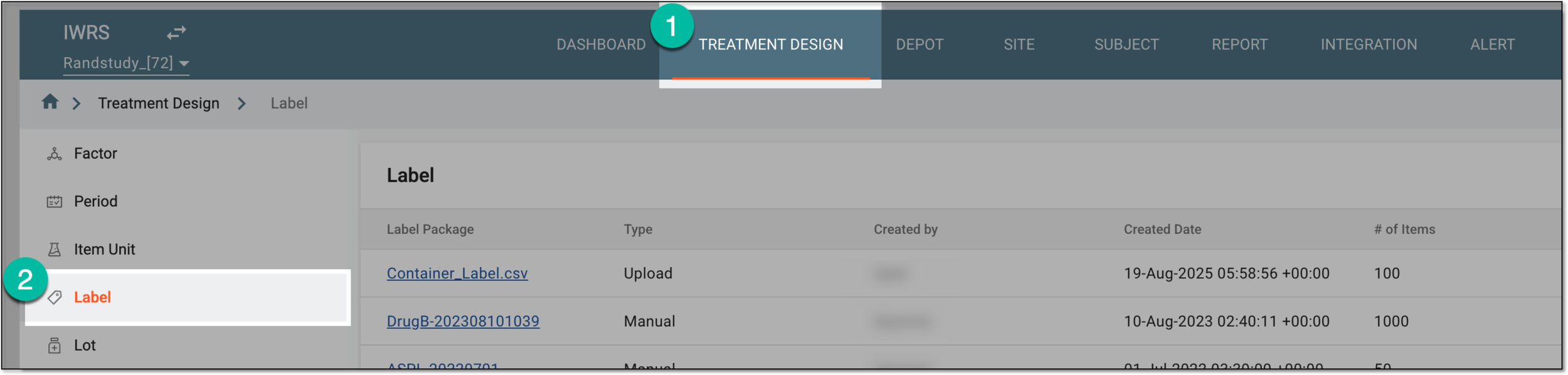 Accessing label list
