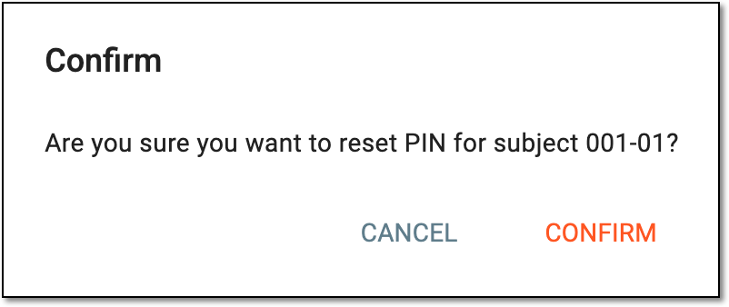 Confirming eDiary PIN reset