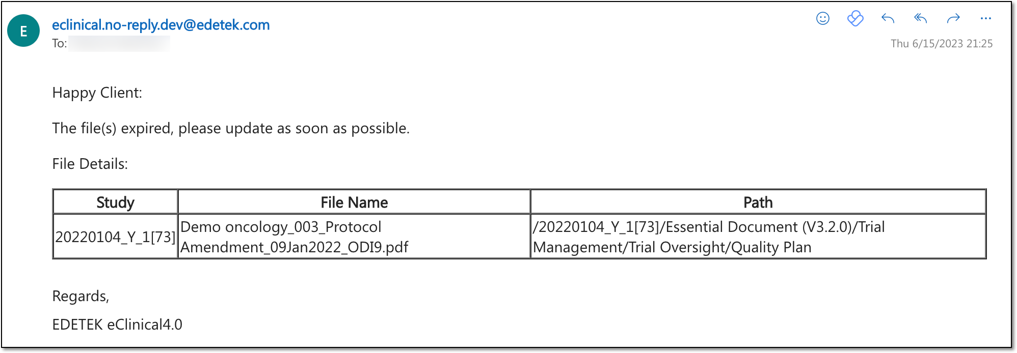 Expired file email example