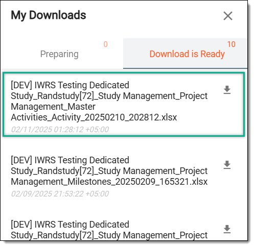 Downloading activities list