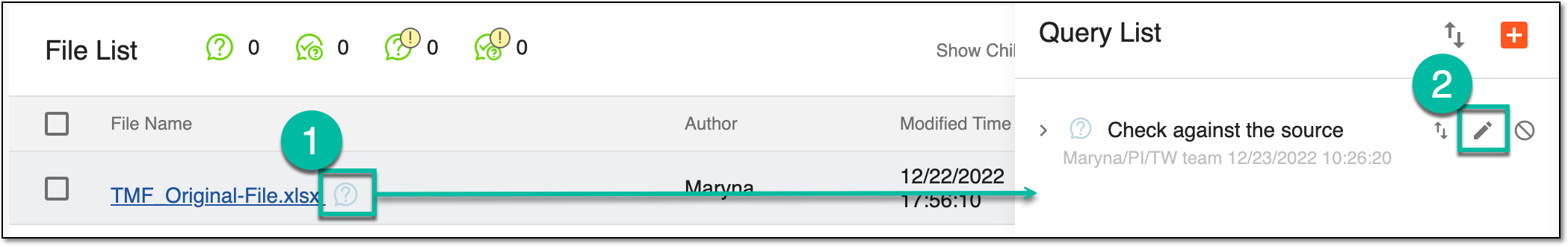 Edit query option