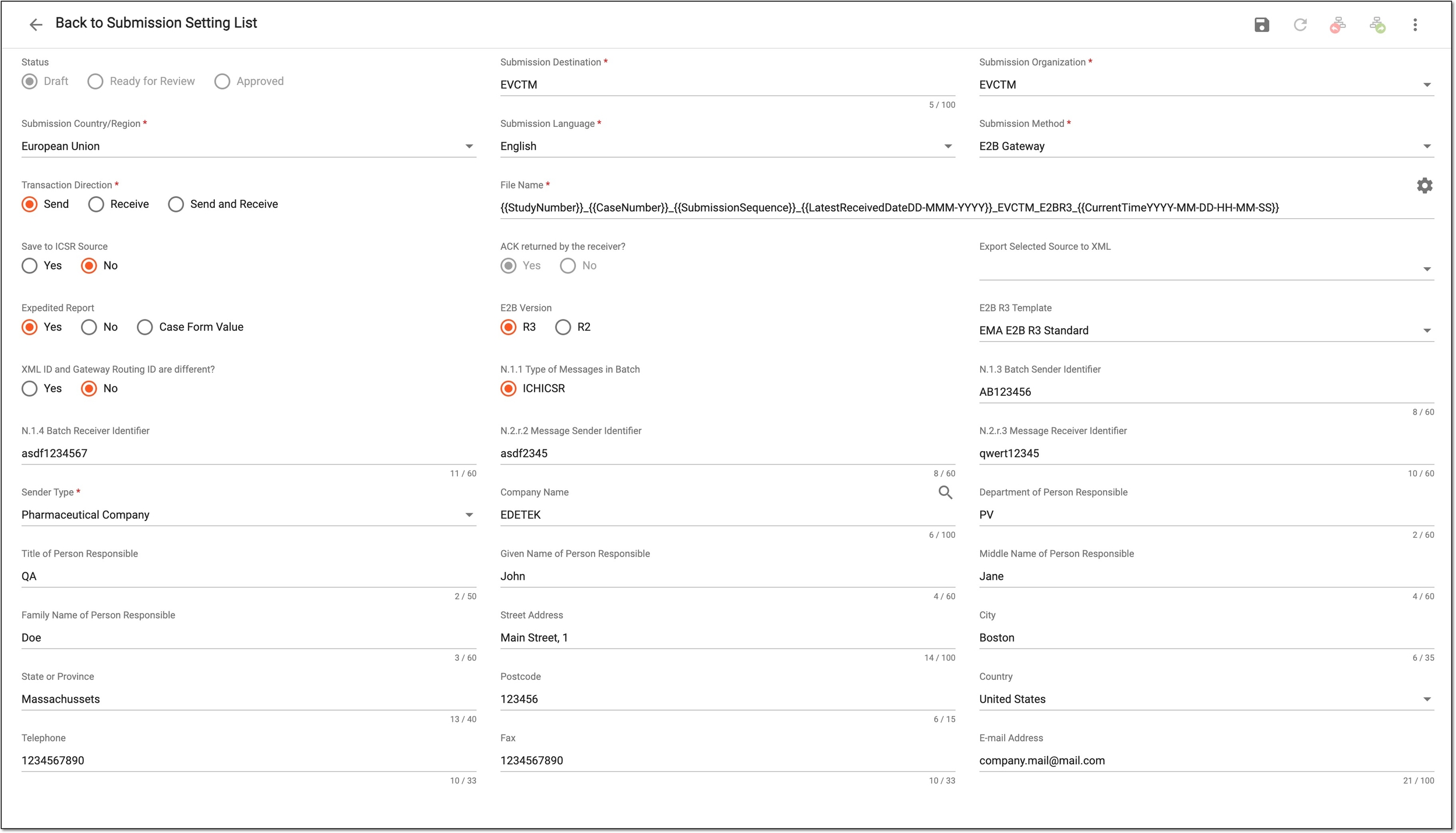 Configuring submission setting