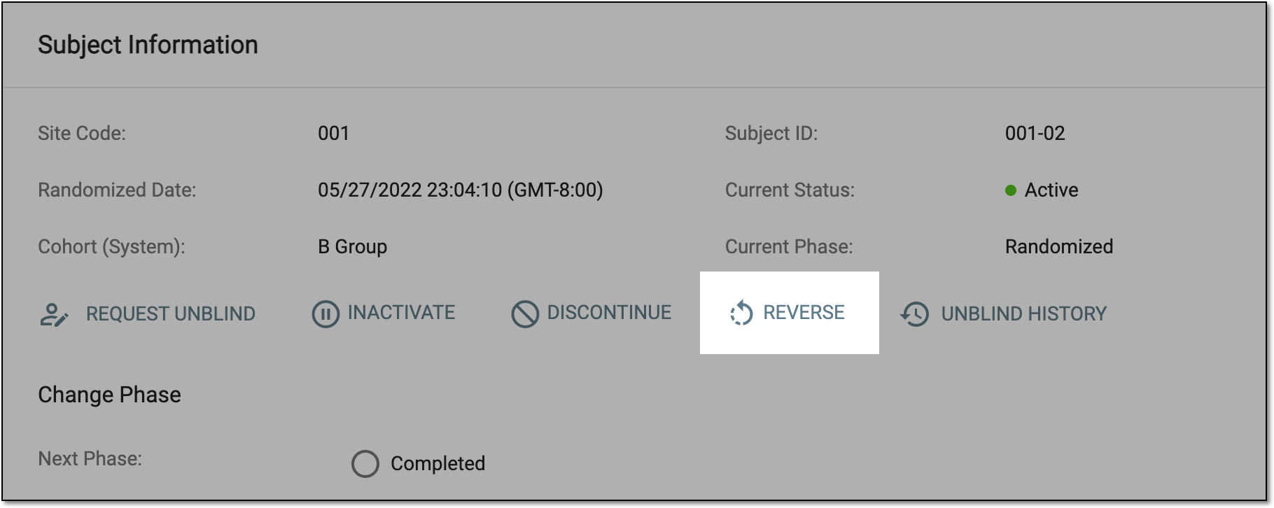 Selecting to reverse latest phase change