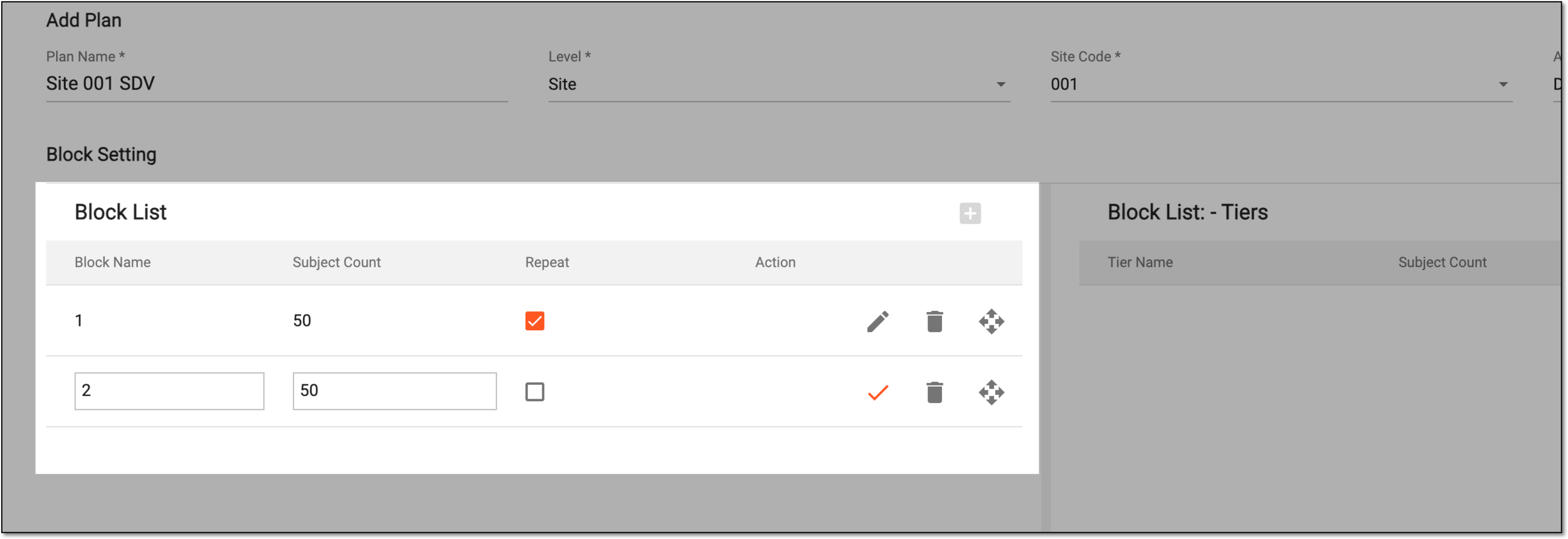Adding subject blocks