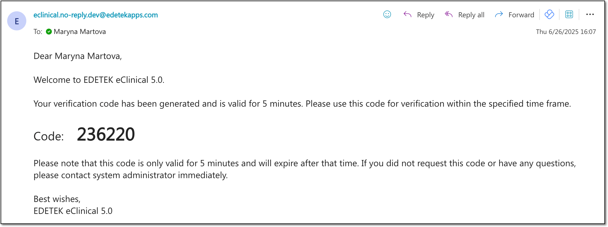 Receiving email with verification code