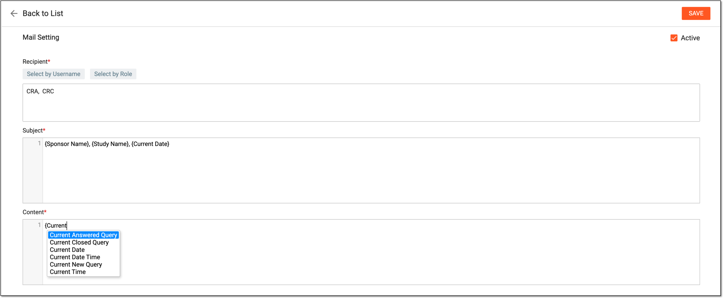 Configuring email setting