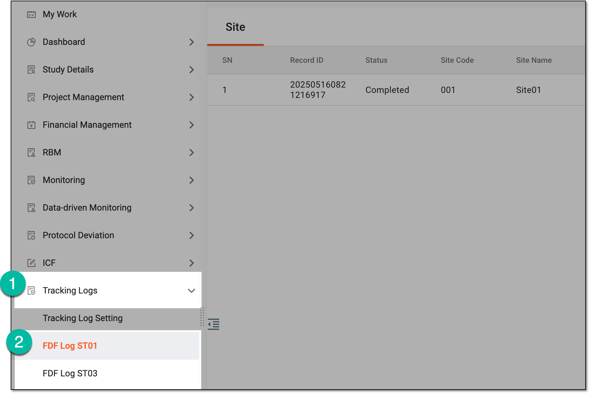 Accessing tracking log