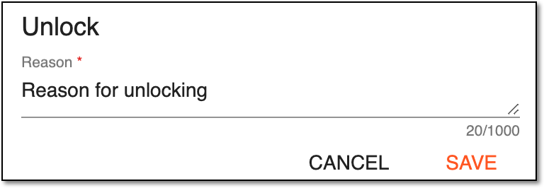 Specifying reason for locking/unlocking